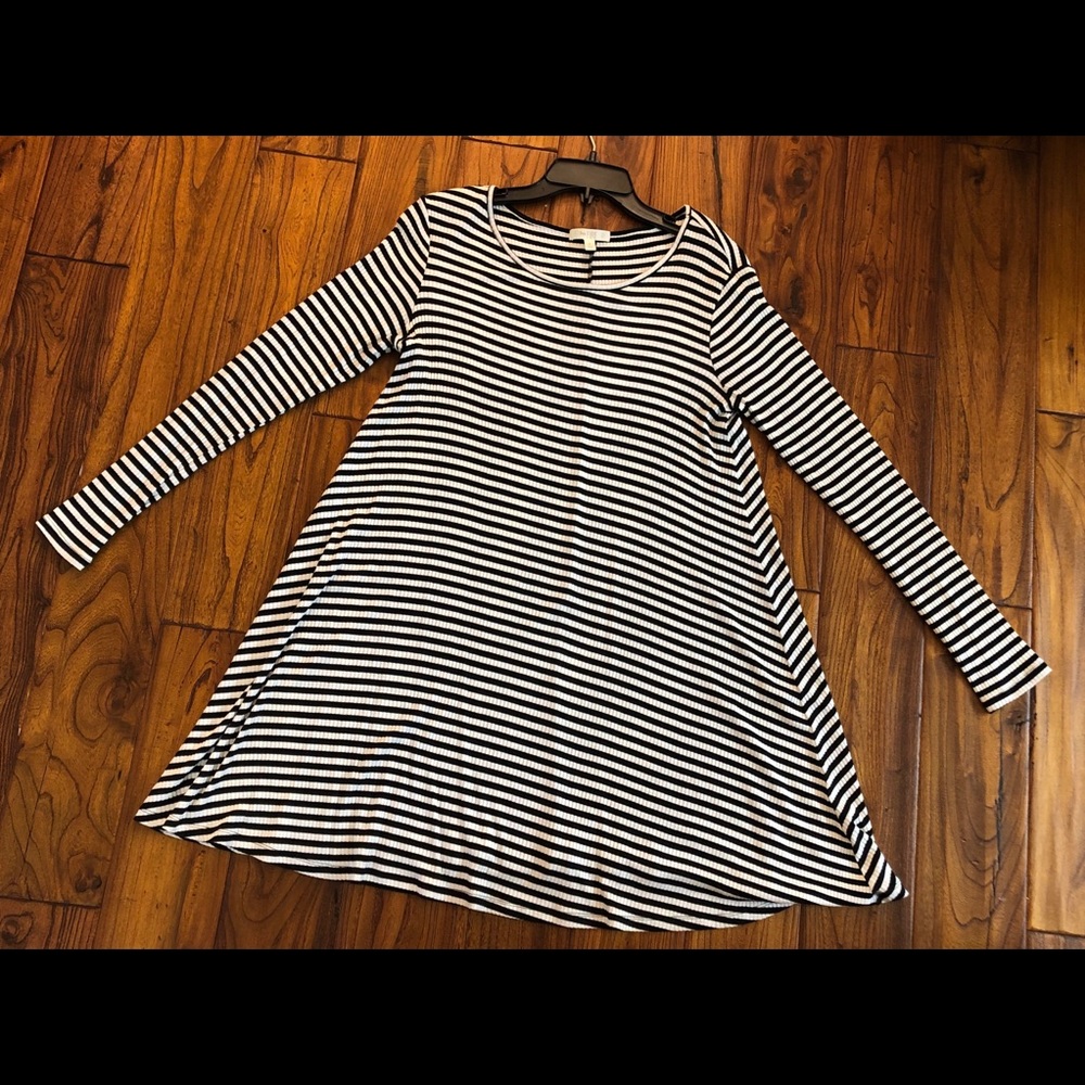 Black and white striped dress